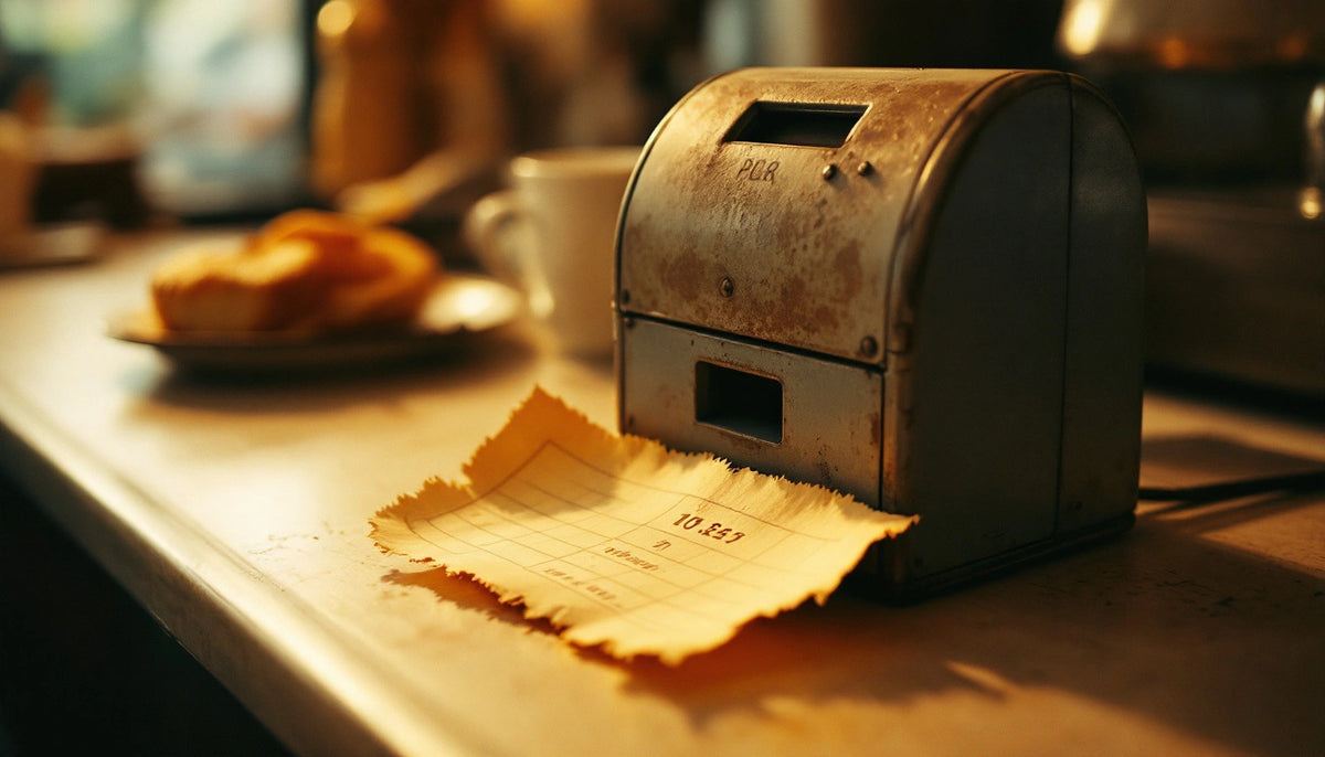 A paper number ticket and dispenser on a deli counter